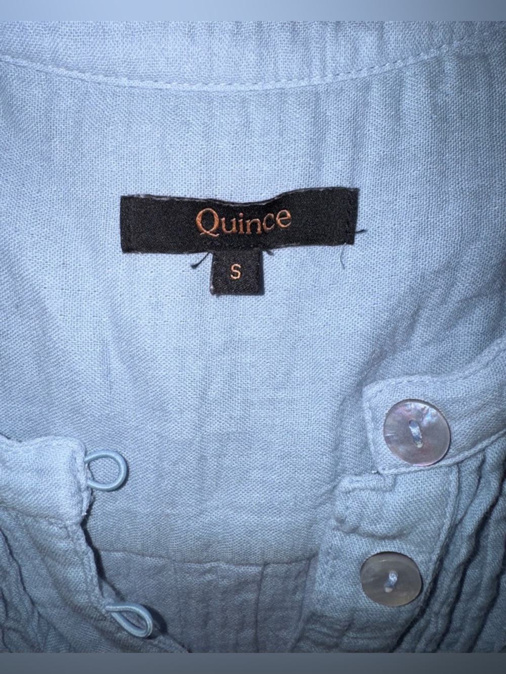 EUC Quince 100% Organic Cotton Gauze Sleeveless Swing Dress Ocean Breeze Small - Picture 4 of 7